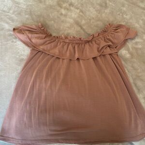 Sienna Sky Pink Off the Shoulder Ruffled Top